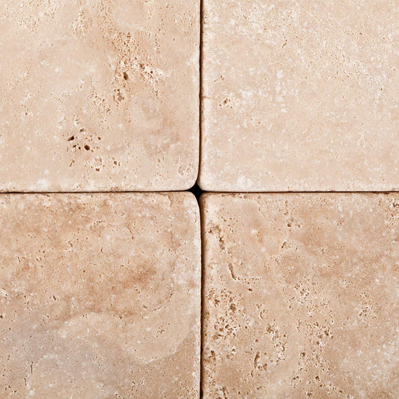 Andean Vanilla Peruvian Travertine 4 X 4 Tumbled Field Tile - 4-pcs. Sample Set - Tilefornia