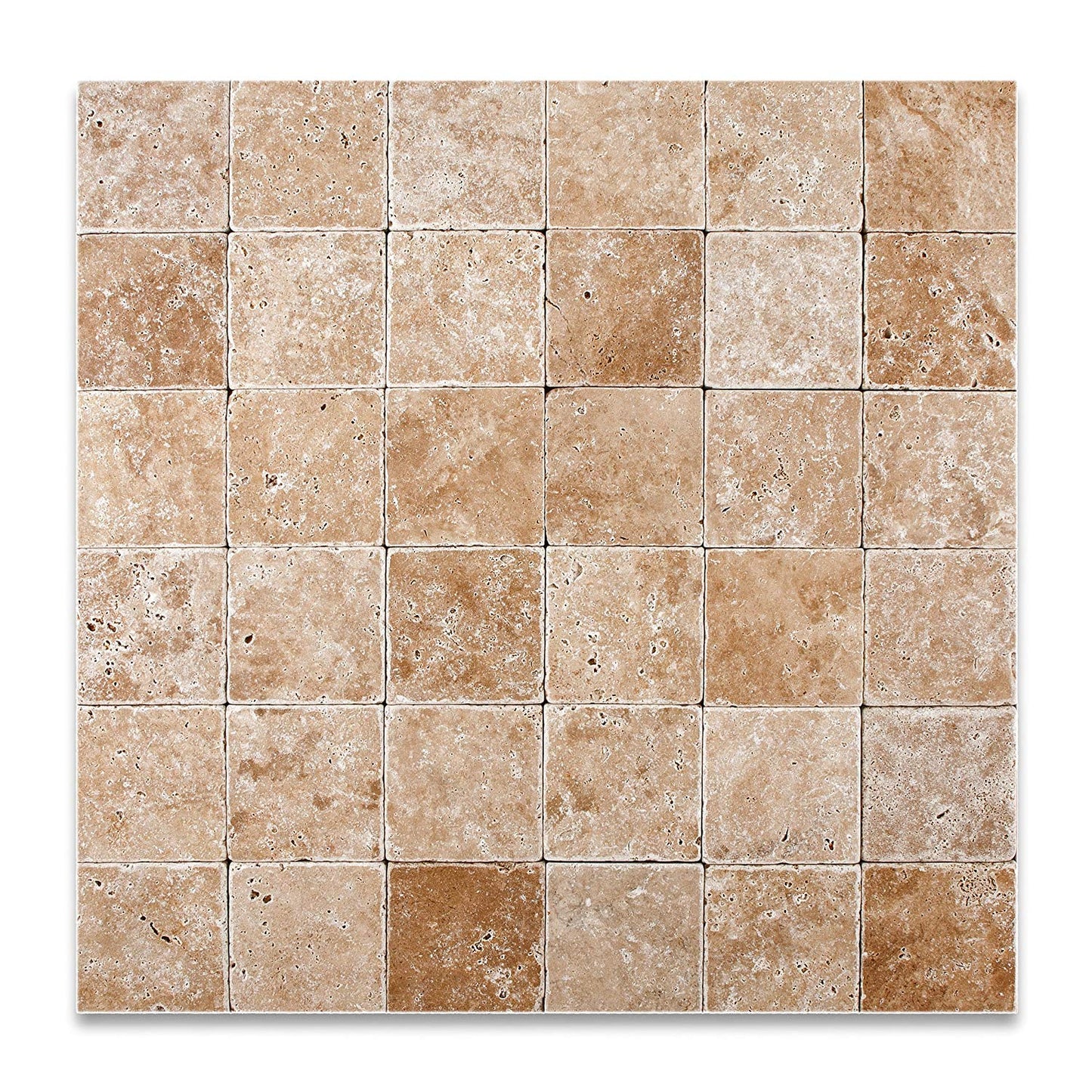 Walnut Travertine 4 X 4 Tumbled Field Tile - Lot of 50 sq. ft. - Tilefornia