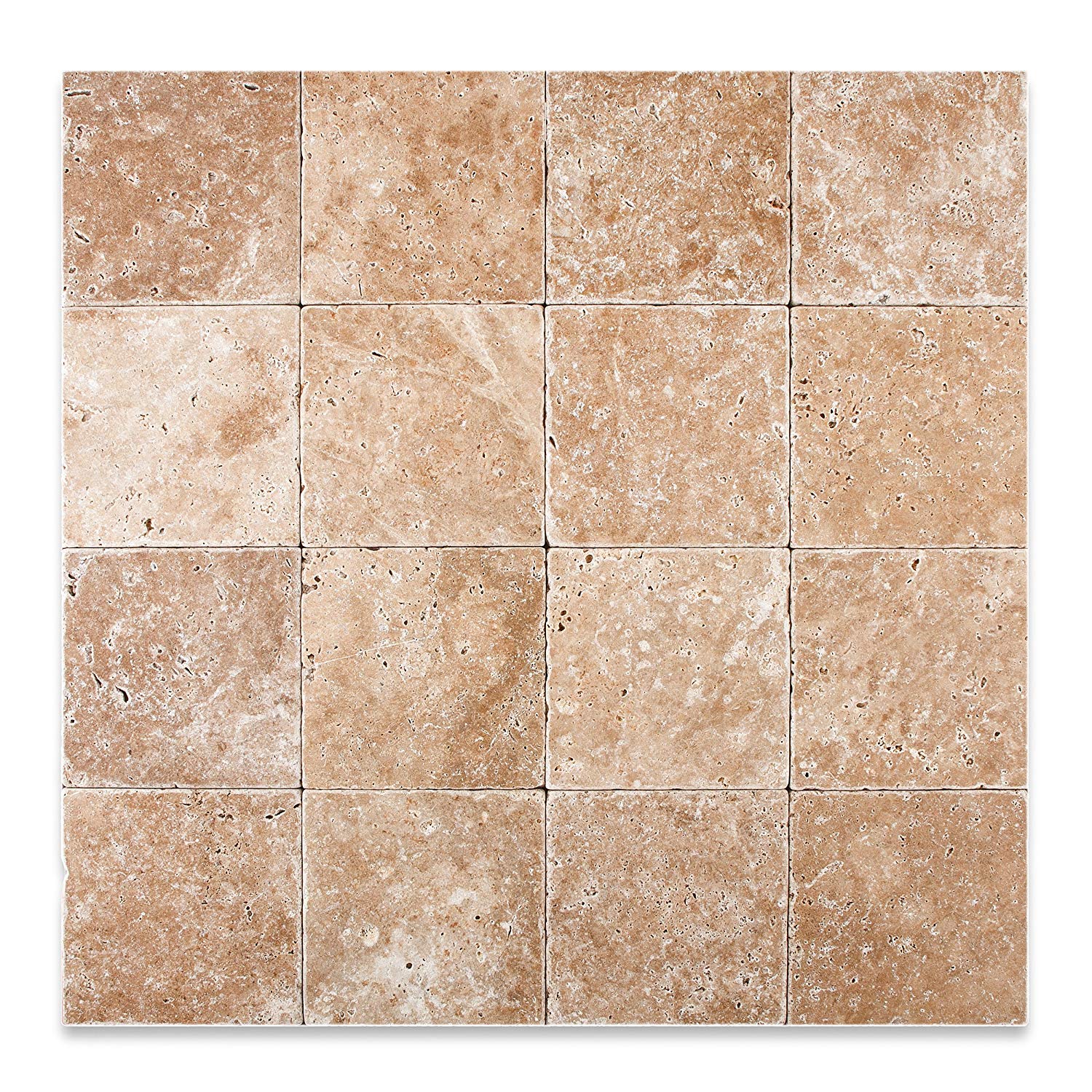 Walnut Travertine 6 X 6 Field Tile, Tumbled - 1-pcs. Sample Set - Tilefornia
