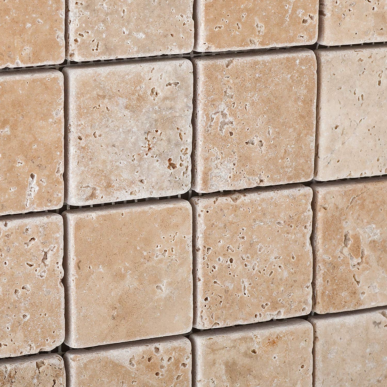Walnut Travertine 2 X 2 Tumbled Mosaic Tile - Box of 5 Sheets - Tilefornia
