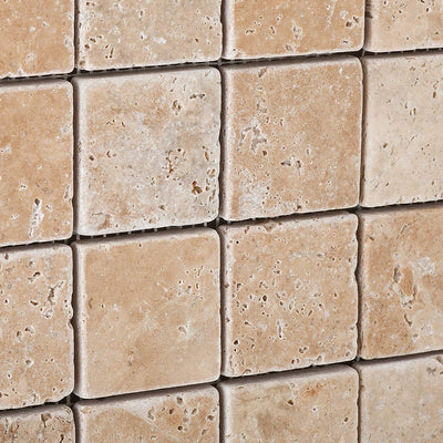 Walnut Travertine Mosaic Tile 2x2, Tumbled