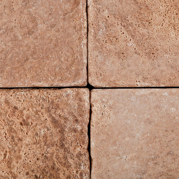 Andean Walnut Peruvian Travertine 6 X 6 Tumbled Field Tile - Box of 5 sq. ft. - Tilefornia