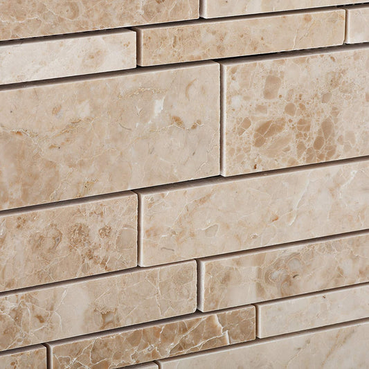 Cappuccino Marble Random-Strip Polished Mosaic Tile - 6" X 6" Sample - Tilefornia
