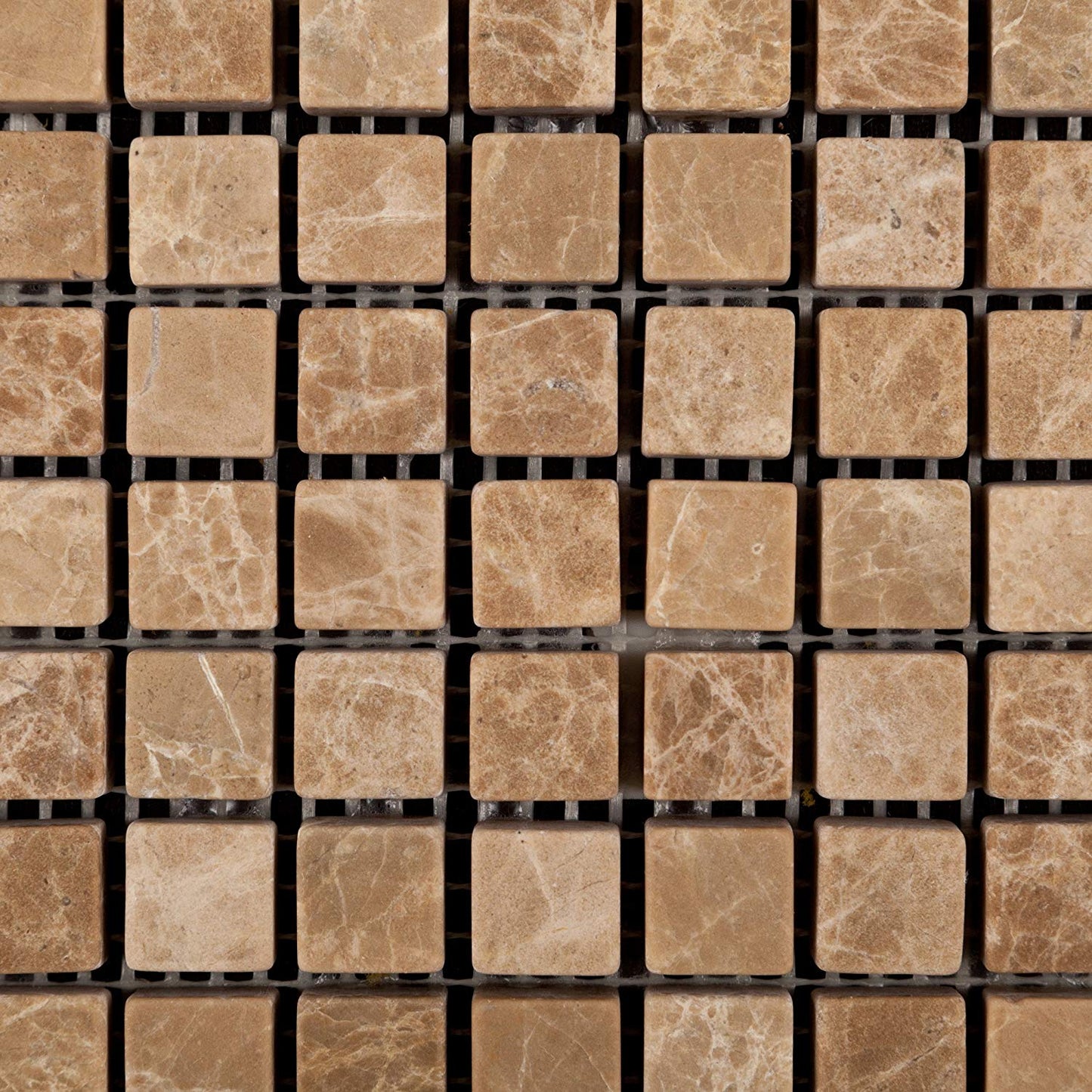 Emperador Light (Cedar) Marble 5/8 X 5/8 Tumbled Mosaic Tile - 6" X 6" Sample - Tilefornia