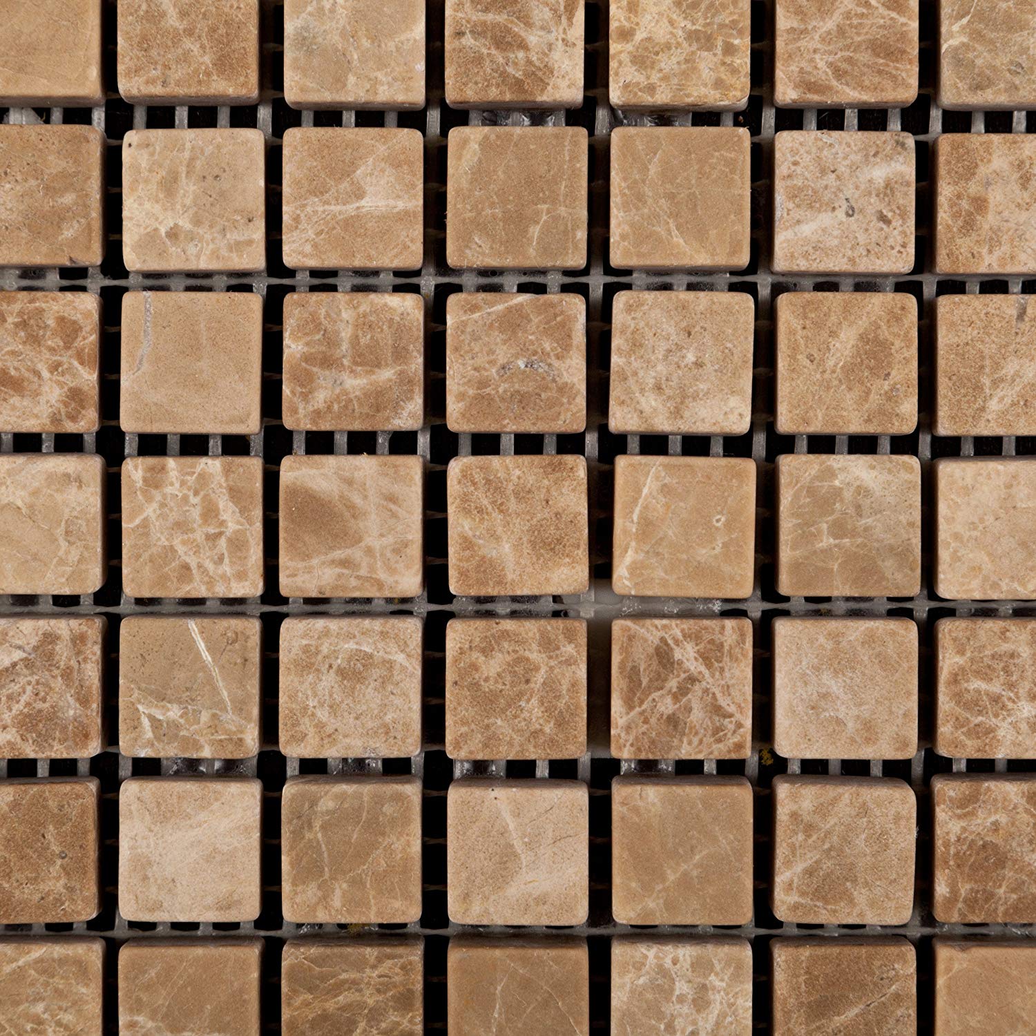 Emperador Light (Cedar) Marble 5/8 X 5/8 Tumbled Mosaic Tile - 6" X 6" Sample - Tilefornia