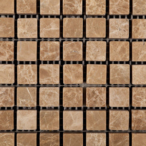 Emperador Light (Cedar) Marble 5/8 X 5/8 Tumbled Mosaic Tile - Box of 5 Sheets - Tilefornia