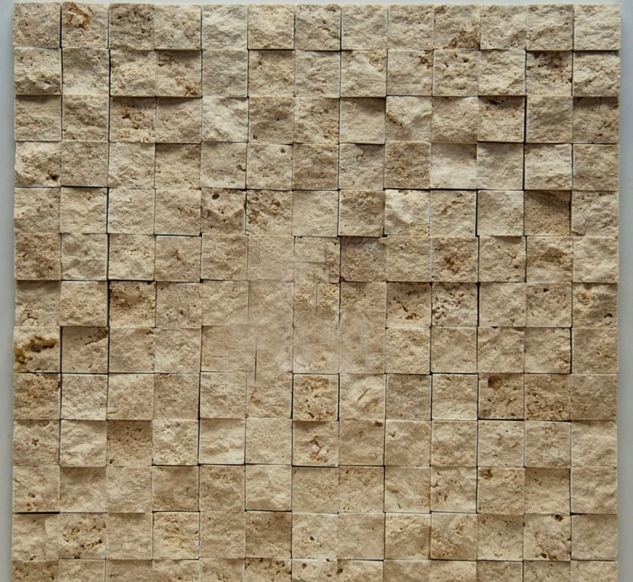 Light 1 X 1 Split Face Travertine Mosaic Tile - Tilefornia