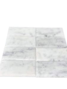 Tilefornia Italian Carrara White 3" X 6" Deep Beveled Field Subway Tile Polished/Honed - Tilefornia