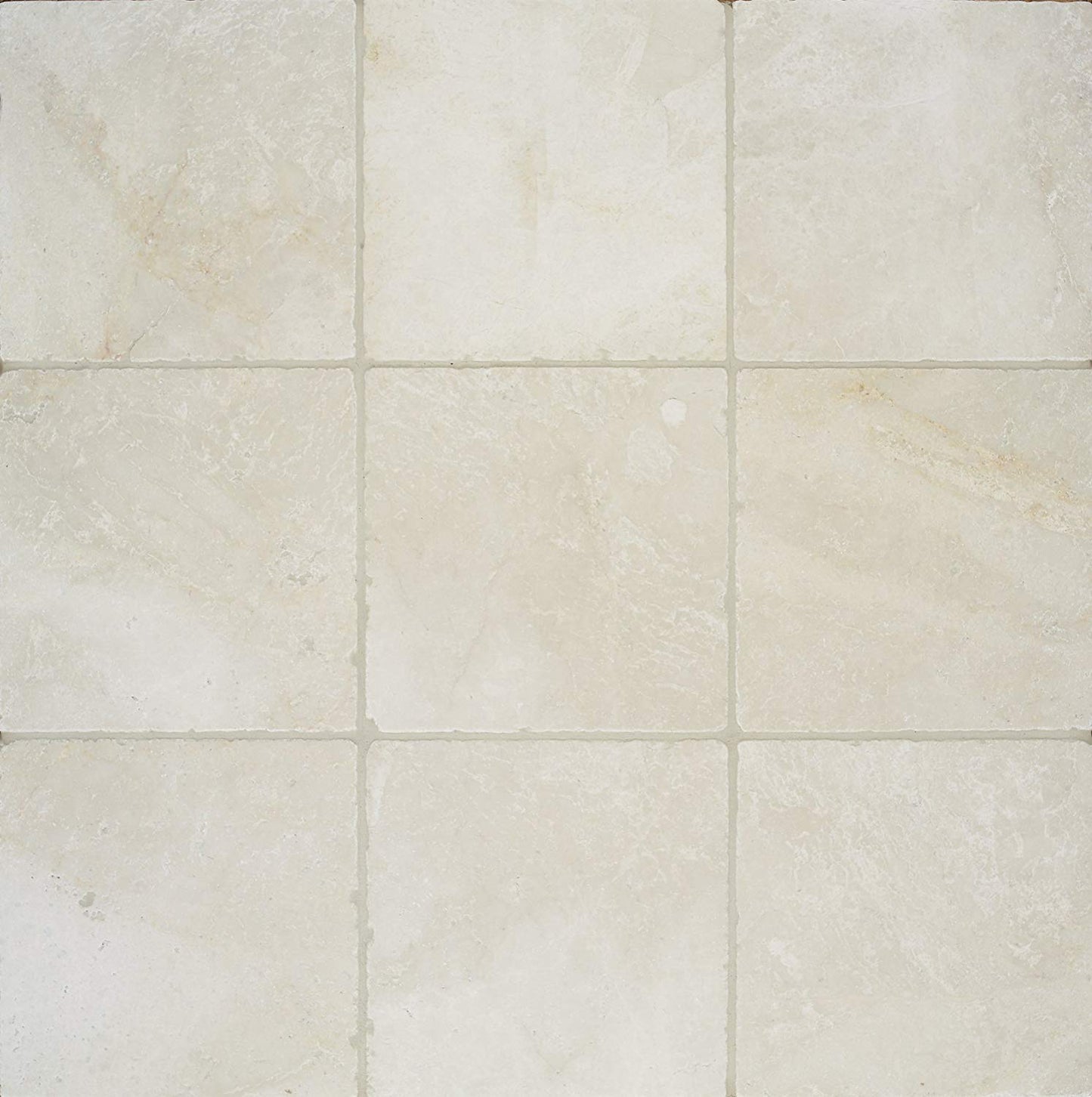 IVORY / BEIGE MARBLE 4 by 4-Inch Tumbled Decorative Tile, Like Crema Marfil, 5-Total Square Feet - Tilefornia