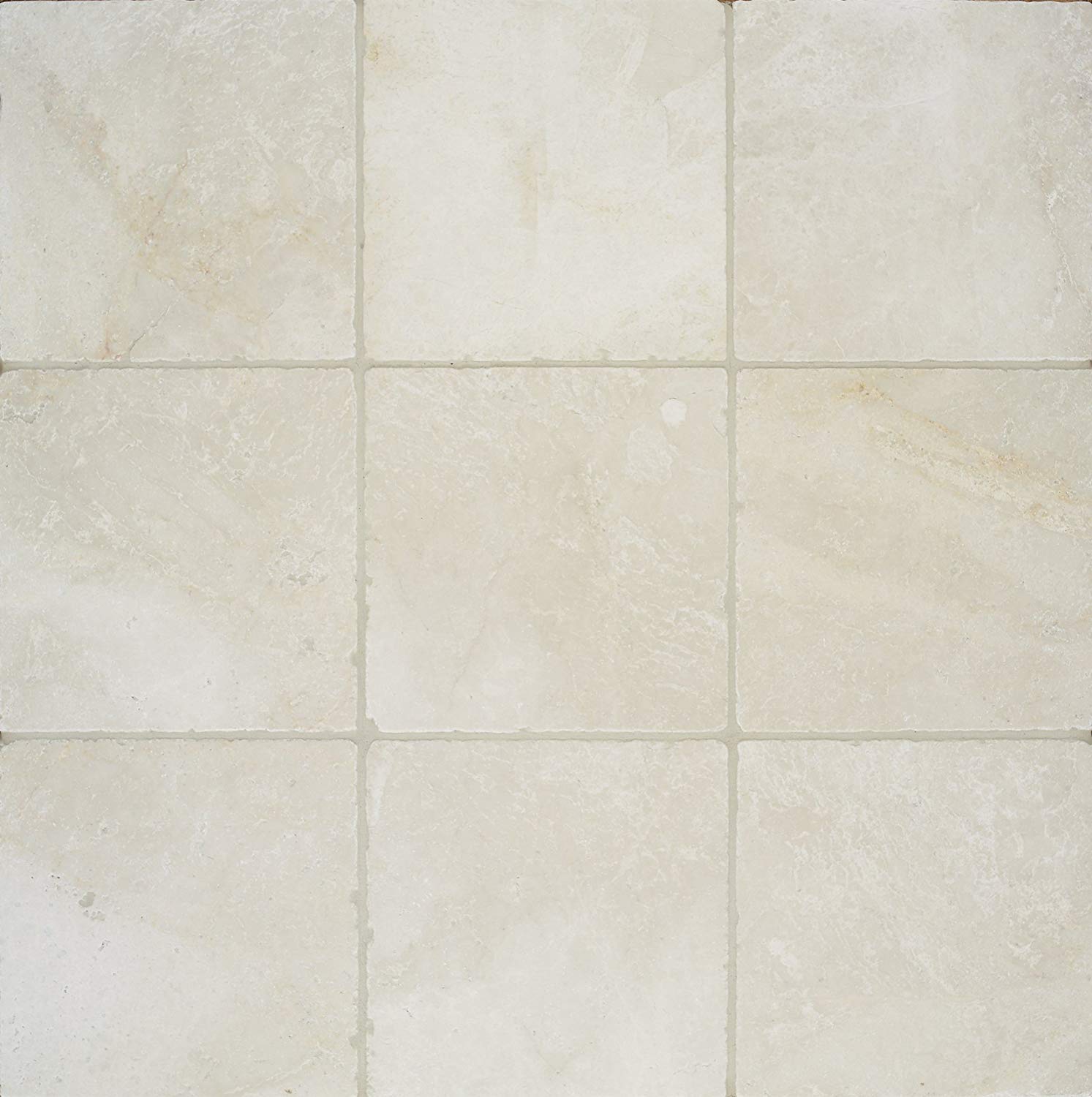 IVORY / BEIGE MARBLE 4 by 4-Inch Tumbled Decorative Tile, Like Crema Marfil, 5-Total Square Feet - Tilefornia