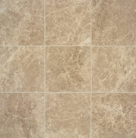 Arizona Tile 4 by 4-Inch Tumbled Marble Tile, Emperador Light, 10-Total Square Feet - Tilefornia