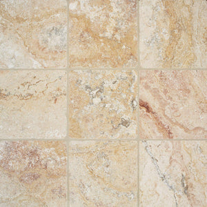 Arizona Tile 4 by 4-Inch Tumbled Travertine Tile, Scabos, 5-Total Square Feet - Tilefornia