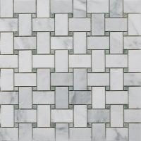 Bianco Carrara White Marble with Ming Green DOT Polished Mosaic Tiles - LOT OF 5 SHEETS - Tilefornia