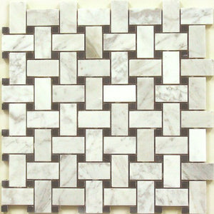 Bianco Carrara with Black Dot Marble Tweed Mosaic Backsplash Marble Tile - Tilefornia
