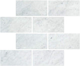 Tilefornia Italian Carrara White Marble 3" X 6" Straight Edged Field Subway Tile Polished/Honed - Tilefornia