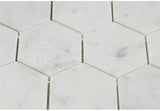 Tilefornia Italian Carrara White Marble 3" Hexagon Mosaic Tile Polished/Honed - Tilefornia