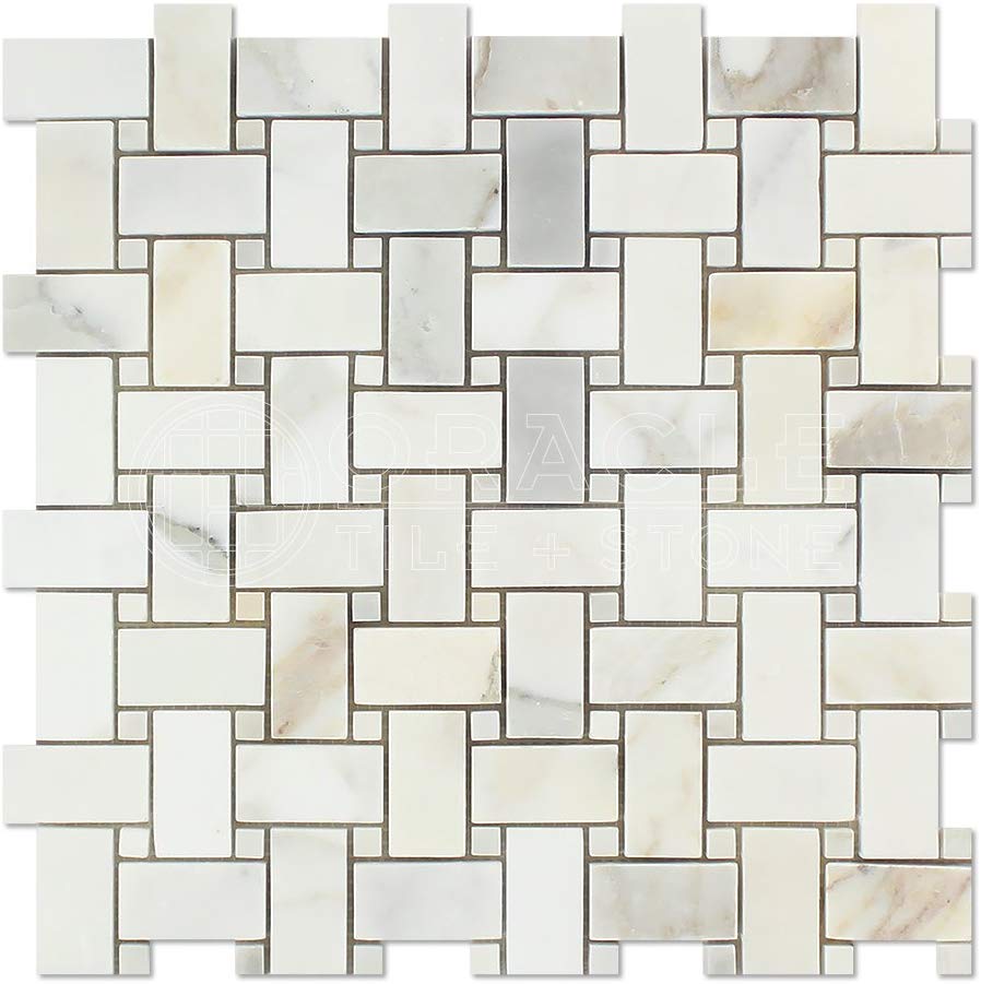 Tilefornia Calacatta Gold Marble Basketweave with Calacatta Gold  Marble - Tilefornia