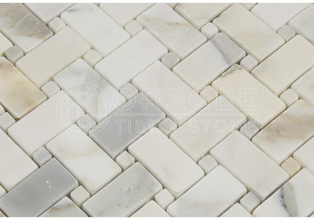 Tilefornia Calacatta Gold Marble Basketweave with Calacatta Gold  Marble - Tilefornia