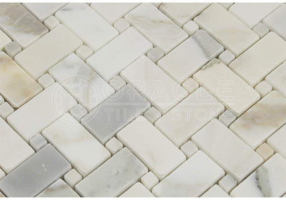 Tilefornia Calacatta Gold Marble Basketweave with Calacatta Gold  Marble - Tilefornia
