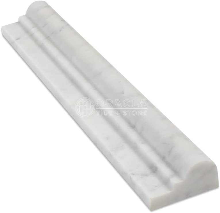 Carrara White Italian Marble Chair Rail Molding – 2\" X 12\" Polished Trim For Walls, Backsplash & Flooring - View #6
