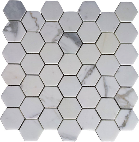 Carrara (Carrera) Herringbone 1x2" Honed Venato Mosaic Tile - Tilefornia
