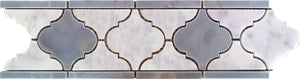 Carrara White Italian Carrera Marble Medium Lantern Shaped Arabesque Baroque Mosaic Border 4'' X 12'' Pack of 15 - Tilefornia