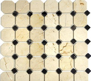 Crema Marfil 2" Octagon Mosaic Tile Polished - Tilefornia