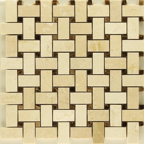 Crema Marfil with Emperador Dark Marble Tweed Mosaic Backsplash Marble Tile - Tilefornia