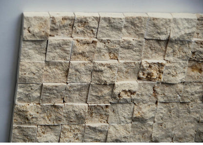 Light 1 X 1 Split Face Travertine Mosaic Tile - Tilefornia