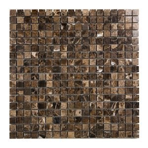Dark Emperador 5/8 X 5/8 Polished Marble Mosaic Tile - Tilefornia