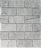 Tilefornia Italian Carrara White Marble 2" X 4" Straight Edge Brick Mosaic Tile Polished/Honed - Tilefornia