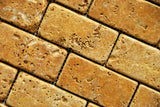 Gold Yellow Tumble Travertine 2x4 Tiles on 12x12 sheets for Backsplash, Shower Walls, Bathroom Floors - Tilefornia