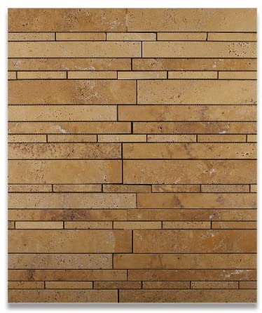 Gold / Yellow Travertine Honed Random - Strip Mosaic Tiles - Tilefornia