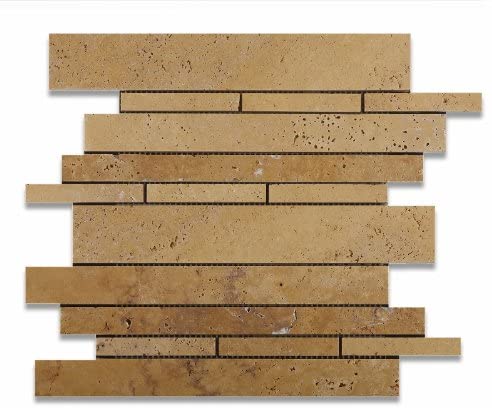 Gold / Yellow Travertine Honed Random Strip Mosaic Tile - Lot of 50 sq. ft. - Tilefornia