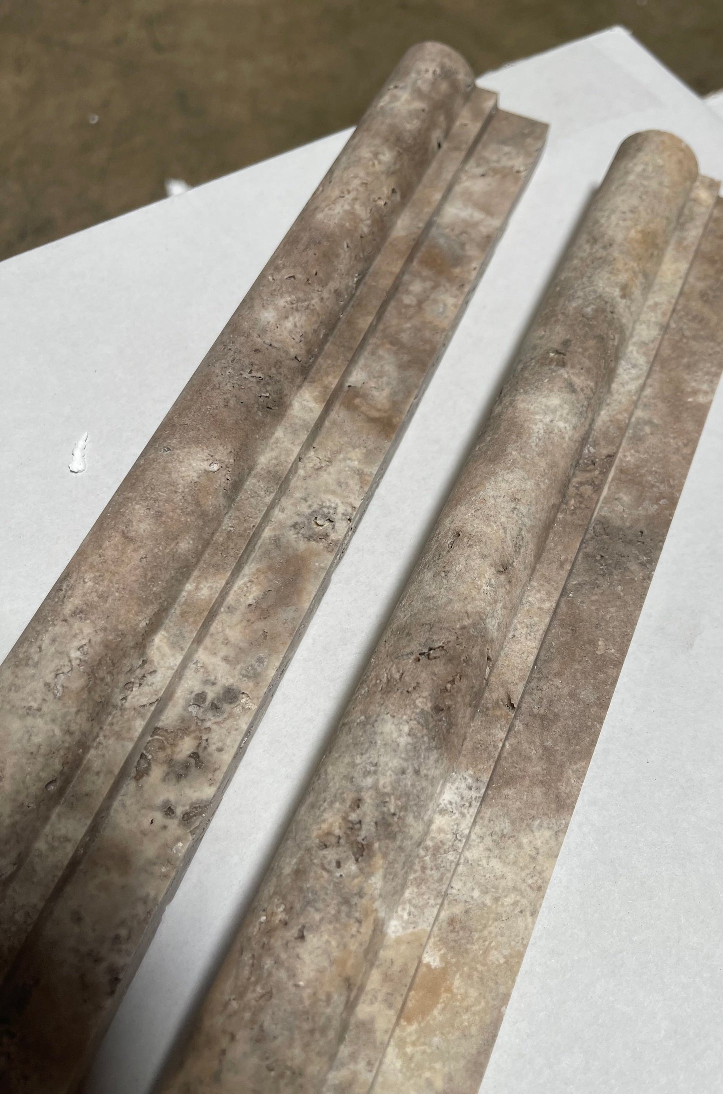 4" Sample piece of Rustic Travertine Honed 2 X 12 Chair Rail Ogee-1 Molding - Standard Quality - - Tilefornia