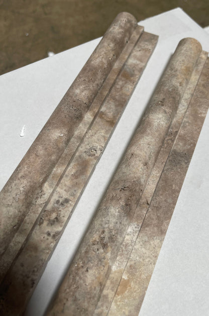 4" Sample piece of Rustic Travertine Honed 2 X 12 Chair Rail Ogee-1 Molding - Standard Quality - - Tilefornia