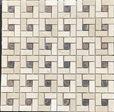 Spanish Crema Marfil Pinwheel Mosaic w/ Emperador Dark Dots - Tilefornia