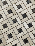 Spanish Crema Marfil Pinwheel Mosaic w/ Emperador Dark Dots - Tilefornia