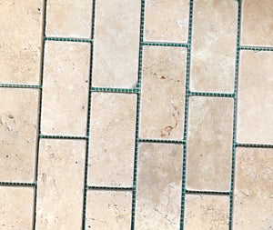 WALNUT Travertine 2 X 4 Tumbled Brick Mosaic Tile - Tilefornia