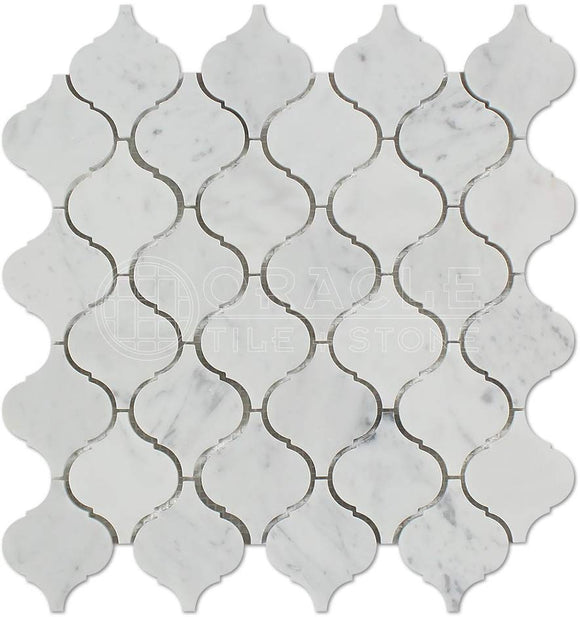 Tilefornia Italian Carrara White Marble Lantern Mosaic TIle Polished/Honed - Tilefornia