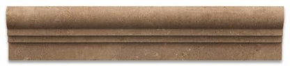 Noce Travertine Honed 2 1/2 X 12 OG-2 Chair Rail Liner Trim - 4" Sample - Tilefornia