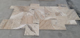Philadelphia Travertine Versailles / Ashlar Pattern Tiles, Unfilled / Brushed & Chiseled (Lot of 72 Sq. Ft. (9 Bundles)) - Tilefornia
