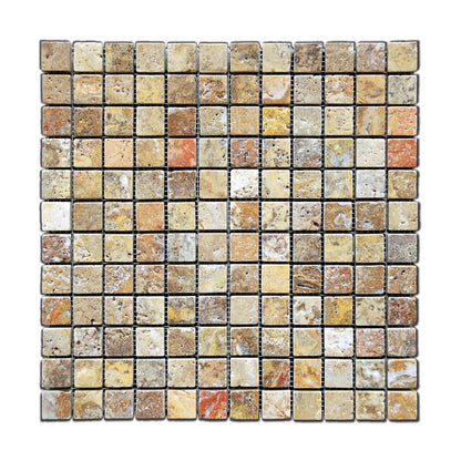 Tuscany Scabas 1x1 x 8mm Tumbled Travertine - Tilefornia