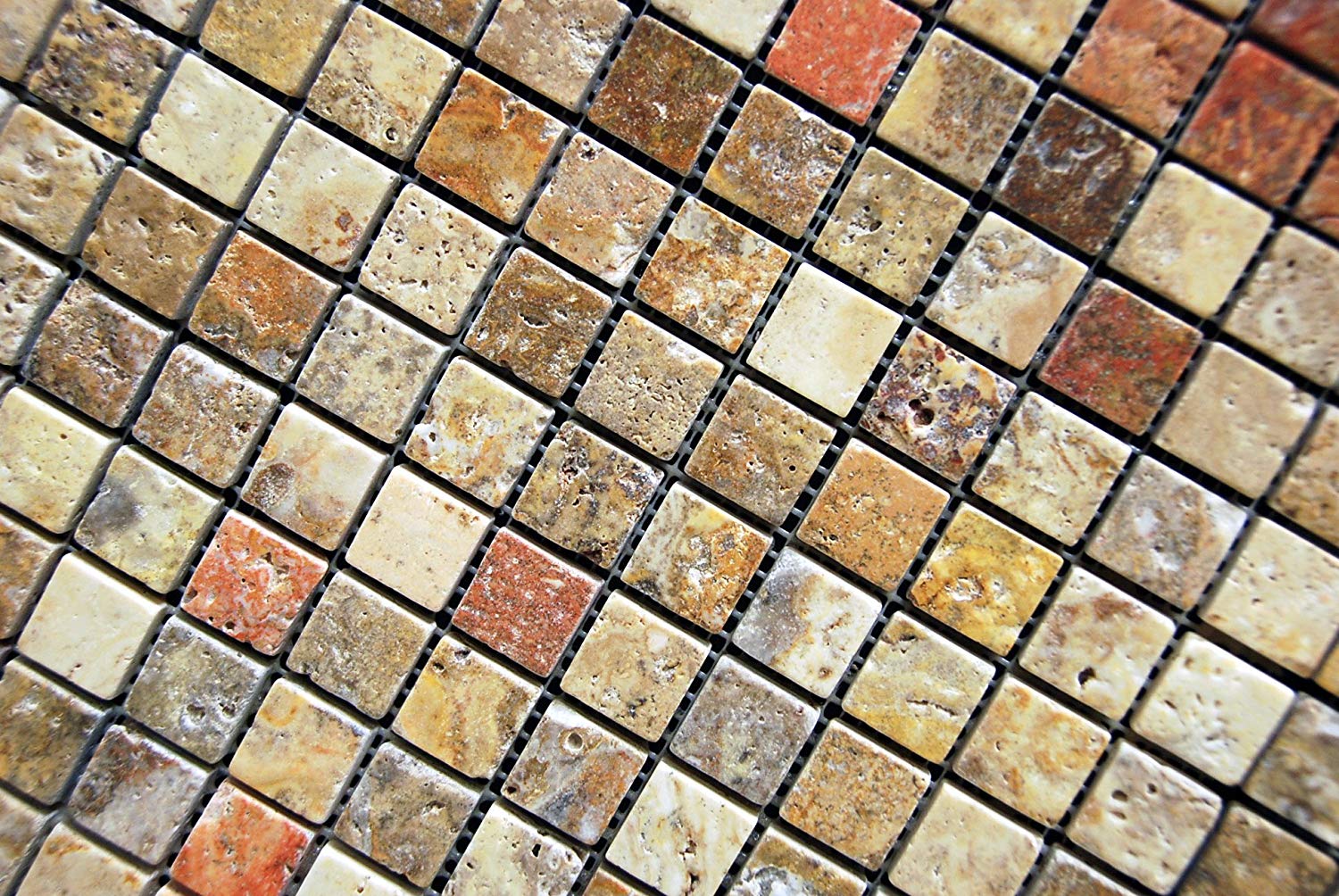 Tuscany Scabas 1x1 x 8mm Tumbled Travertine - Tilefornia