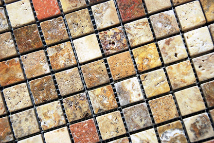 Tuscany Scabas 1x1 x 8mm Tumbled Travertine - Tilefornia