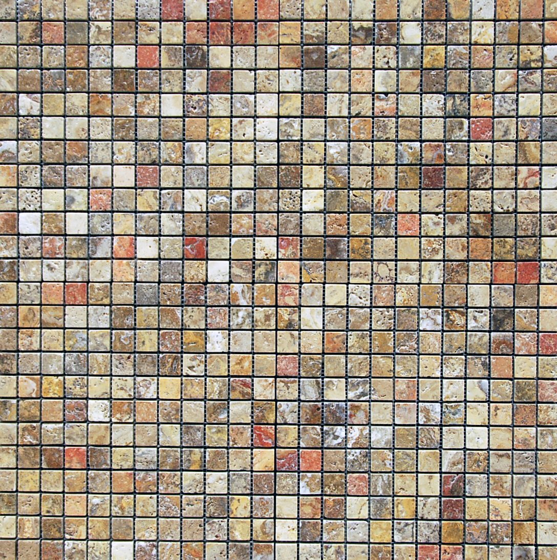 Tuscany Scabas 1x1 x 8mm Tumbled Travertine - Tilefornia
