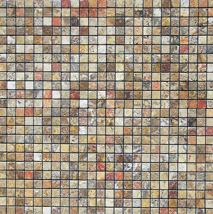 Tuscany Scabas 1x1 x 8mm Tumbled Travertine - Tilefornia