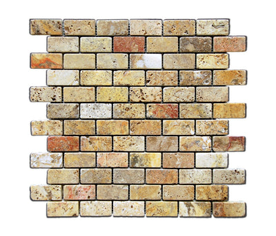 Scabos Travertine Subway Tile 1x2, Tumbled