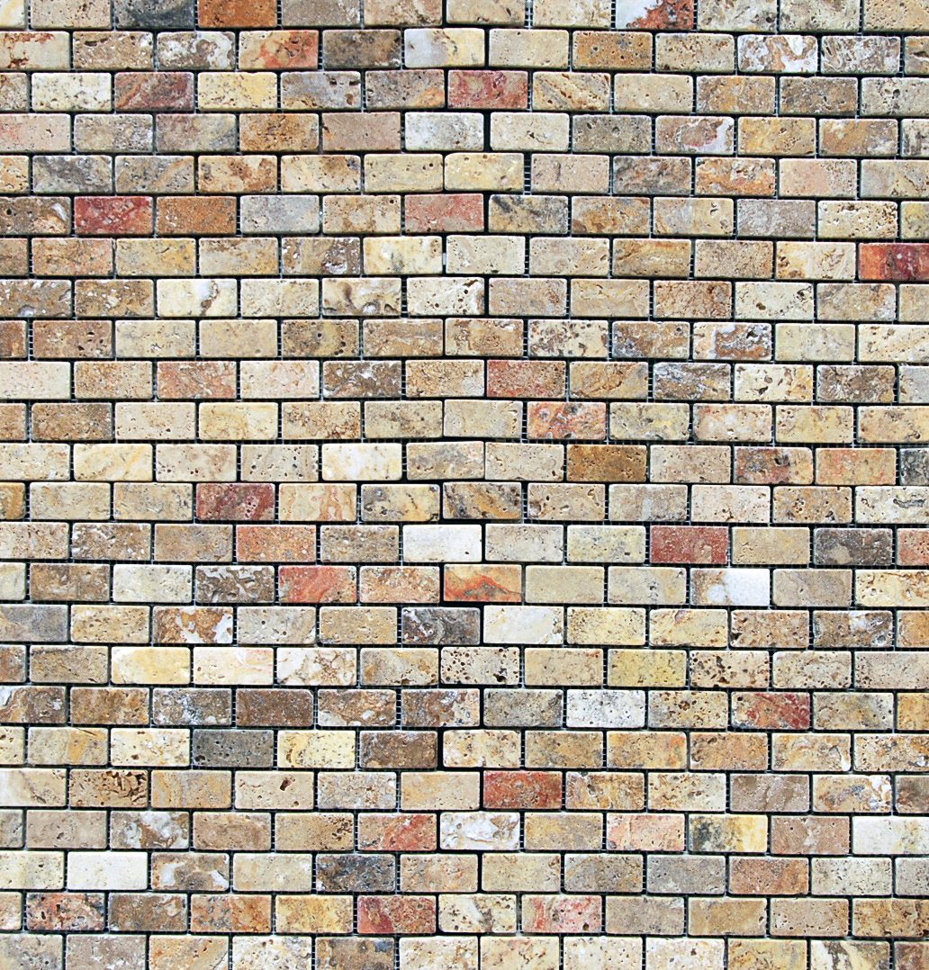 Tuscany Scabas 1 x 2 Tumbled Brick Pattern - Tilefornia