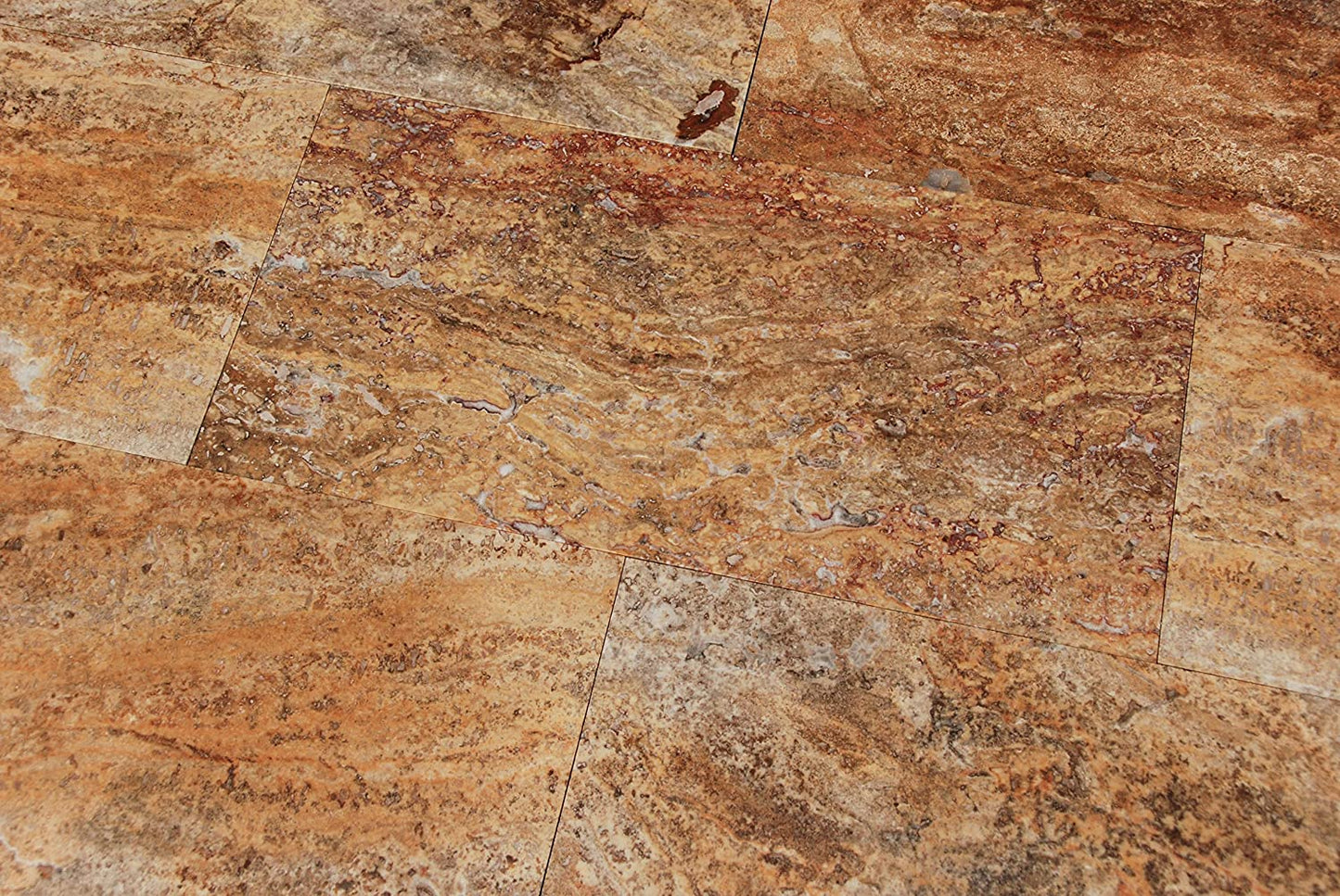 Scabos Travertine 12X24 Filled and POLISHED VEIN CUT Tiles - Premium Quality (LOT of 30 PCS. (60 SQ. FT.)) - Tilefornia